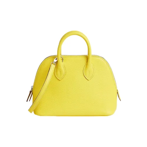 HERMES Bolide Mysore Шевро Сумка для боулинга Сумка через плечо Сумка Мини Женская Citron Лимон