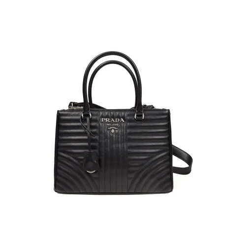 PRADA Diagramme Телячья кожа Сумка через плечо Сумка Женская Черная