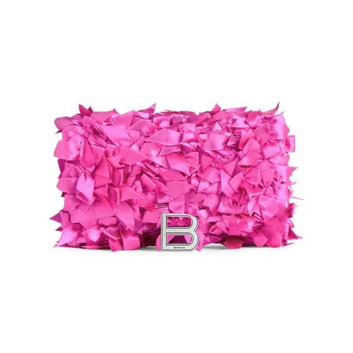 Balenciaga Sheepskin Fabric Hourglass Сумка через плечо Кошелек Женские Розовый