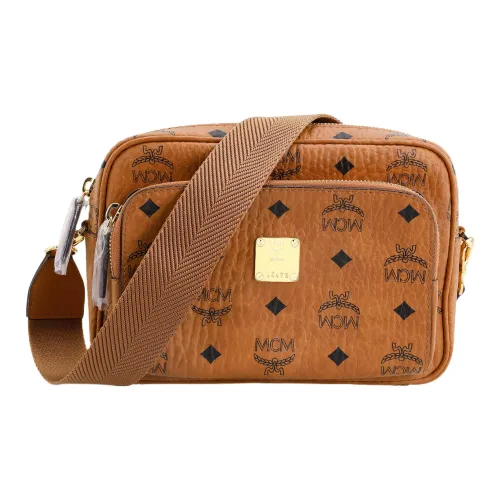 MCM Klassik Visetos Кожа Camera Сумка Сумка через плечо Маленькая Унисекс Коньяк