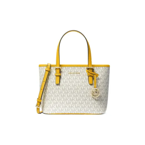 MICHAEL KORS Jet Set Покрытый холст Одно плечо Сумка Мини Женские Желтый Edge Кремово-белый