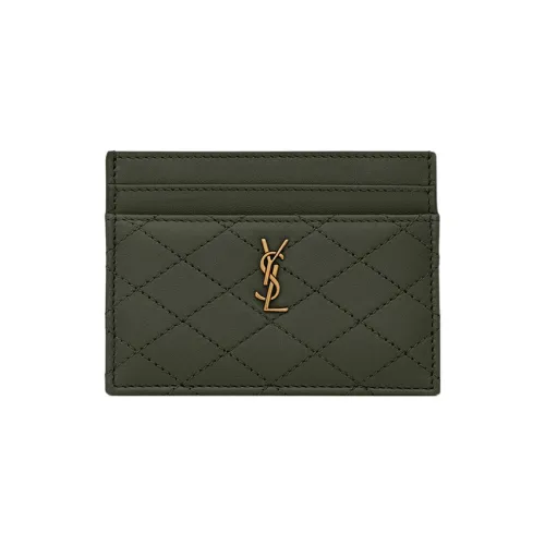 SAINT LAURENT Gaby Lambskin Картхолдер Женские Nouveau Темно-зеленый