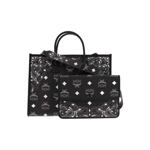 MCM Холст и Кожа Сумка через плечо Сумка Большая Женская Черная