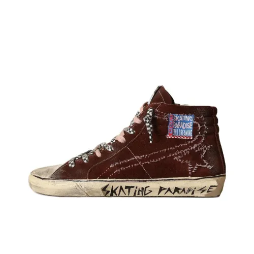 Golden Goose Slide High Топ Кроссовки для скейтбординга Мужской Шоколад Потертый