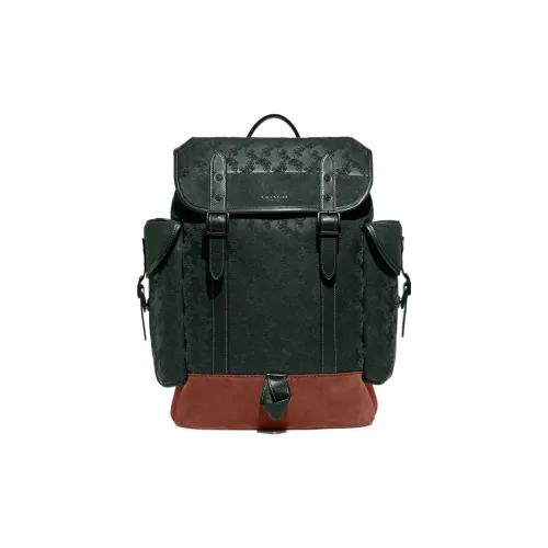 COACH Hitch Телячья кожа Рюкзак Большой Мужской Amazon Зеленый Коричневый