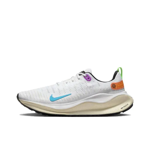 Nike React Infinity Run Flyknit 4 Устойчивые к истиранию Низкие Беговые кроссовки Мужские Белые и Синие
