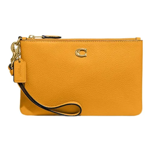 COACH Wristlet Кожа Запястье Сумка Клатч Женские Желтый