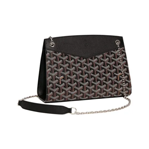 GOYARD Rouette Холст и Кожаная Сумка-тоут с цепочкой Сумка через плечо Женская Черная