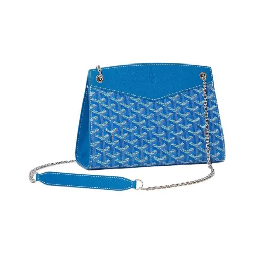 GOYARD Rouette Холст и Кожаная Сумка-тоут с цепочкой Сумка через плечо Женская Синяя