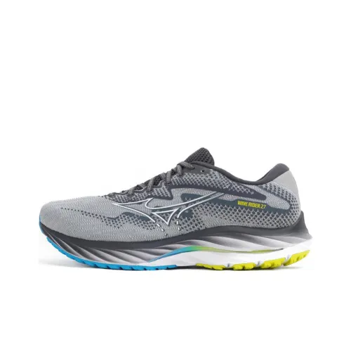 Mizuno Wave Rider 27 Противоскользящие устойчивые к истиранию низкий топ беговые кроссовки мужские серые
