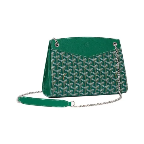 GOYARD Rouette Холст и Кожаная Сумка-тоут с цепочкой Сумка через плечо Женская Зеленая