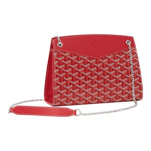 GOYARD Rouette Холст и Кожаная Сумка-тоут с цепочкой Сумка через плечо Женская Красная