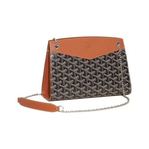 GOYARD Rouette Холст и Кожа Тоут Сумка с Цепочкой Сумка через Плечо Маленькая Женская Коричневая