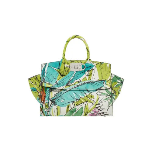 FERRAGAMO Studio Printed Телячья кожа Сумка Средний Женские Зеленый Многоцветный