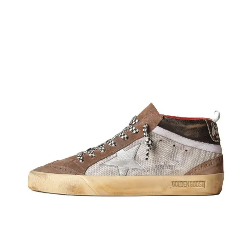 Golden Goose Mid Star MID Топ Кроссовки для скейтбординга Мужской Коричневый Эффект потертости
