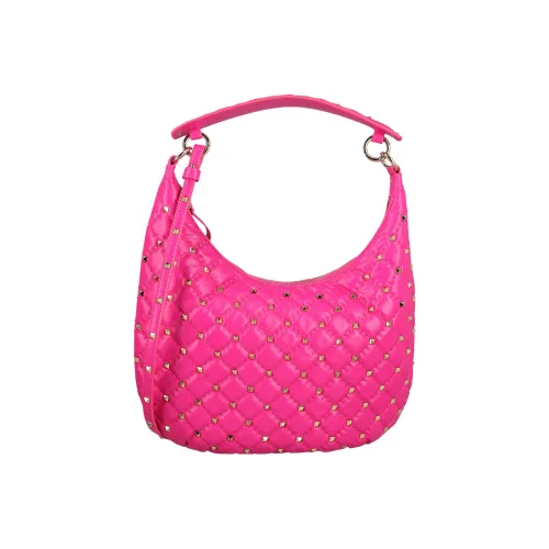 Valentino ROCKSTUD SPIKE Телячья кожа Сумка-хобо Сумка через плечо Сумка Обычная Женская Розовая