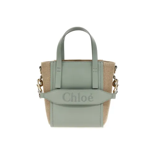 Chloe Блестящая телячья кожа с льняной тканью тоут-сумка сумка для покупок сумка через плечо сумка маленькая женская зеленая