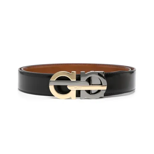 Ferragamo Ремни из коровьей кожи, черные, мужские