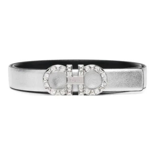 Ferragamo Ремни из коровьей кожи женский серебряный ширина 2,5 см