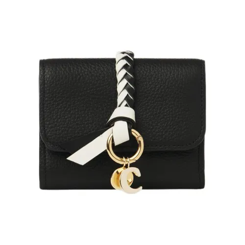 Chloe Alphabet с рельефным узором телячья кожа кошелек маленький женский черный