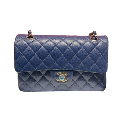 CHANEL Classic Flap CF Телячья кожа Сумка через плечо Маленькая Женская Синяя