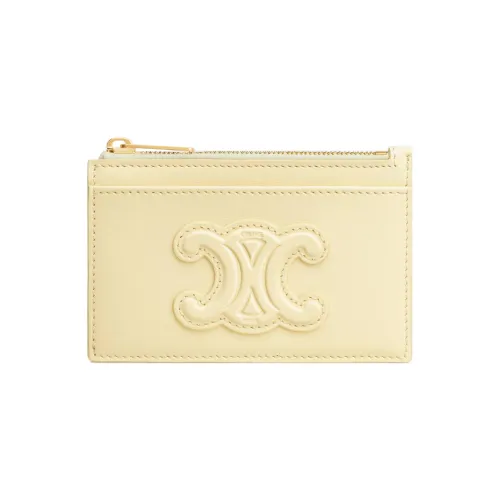 CELINE Блестящий Телячья кожа Держатель для карт Стандартный Женский Мягкий Желтый