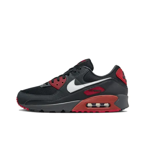 Nike Air Max 90 Устойчивый к истиранию Низкий Топ Повседневная обувь Мужская Черный Красный