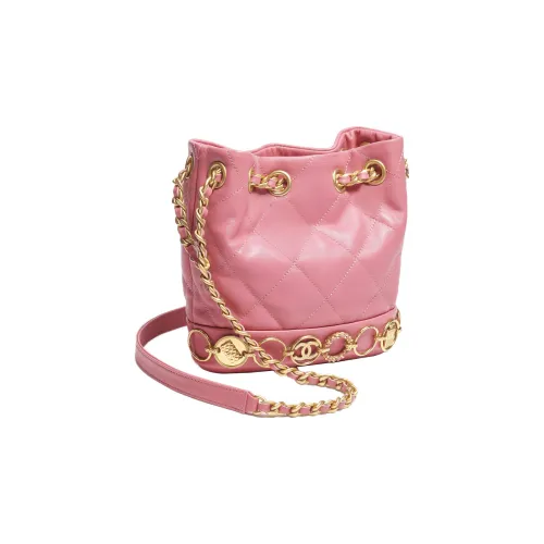 CHANEL Телячья кожа Ведрообразная сумка Сумка через плечо Маленькая Женская Розовая