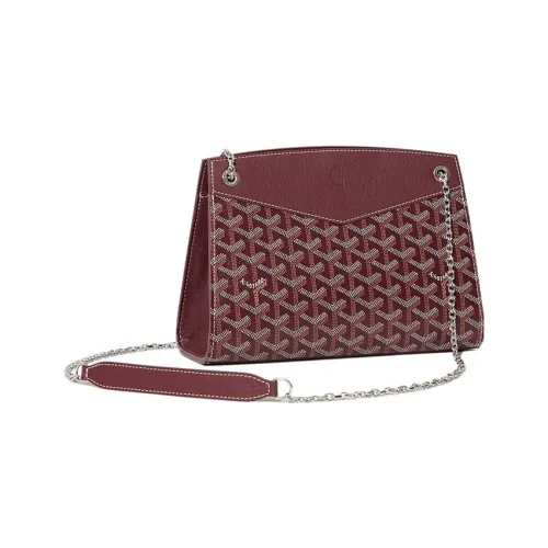 GOYARD Rouette Холст и Кожаная Сумка-тоут с цепочкой Сумка через плечо Женская Бордовый