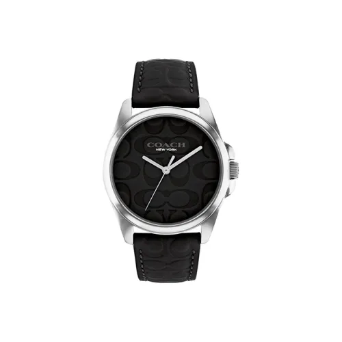 COACH Greyson Women's Watch Кварцевый механизм ремень из натуральной кожи 36 мм черный циферблат