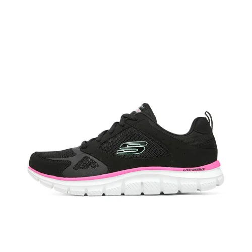 Skechers TRACK Low Топ Повседневные Беговые кроссовки Женские Черный Розовый