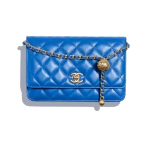 CHANEL Lambskin Crossbody Bag Women's Blue CHANEL Сумка через плечо из овечьей кожи женская синяя