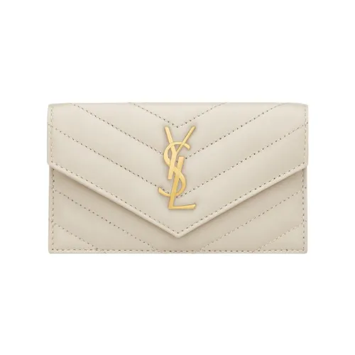 SAINT LAURENT Lambskin Картхолдер Женские Vintage Белый