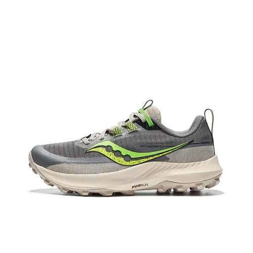 Saucony Peregrine 13 Peregrine Falcon 13 Slip-resistant и дышащие низкие кроссовки для бега по пересеченной местности женские серо-зеленые