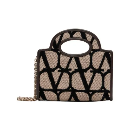 Valentino Холст Кожа Тоут Сумка Сумка для покупок Холст Сумка Сумка через плечо Экстра Мини Сумка