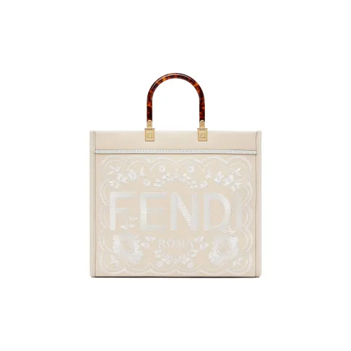 FENDI Sunshine Телячья кожа Тоут Сумка Сумка для покупок Сумка среднего размера Женская Розовая Белая