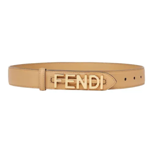 FENDI Adorned с металлическим текстом пряжка Stud кожаные ремни женские коричневый