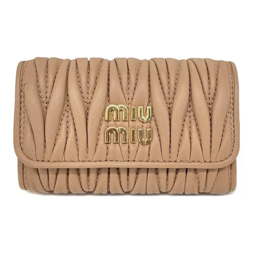 MIU MIU Lambskin Key Pouch Женские Бежевый Коричневый