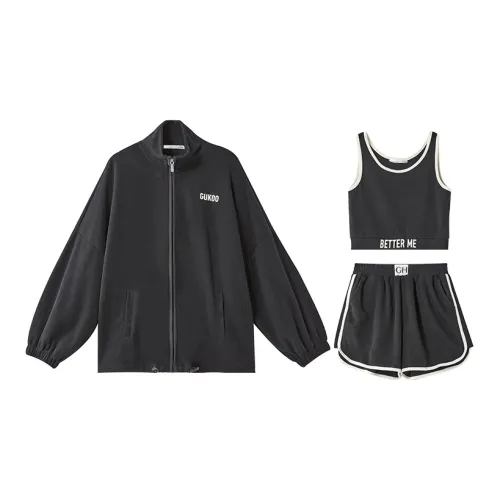 GUKOO Пижамный комплект Женский Трехкомпонентный комплект Ink Black