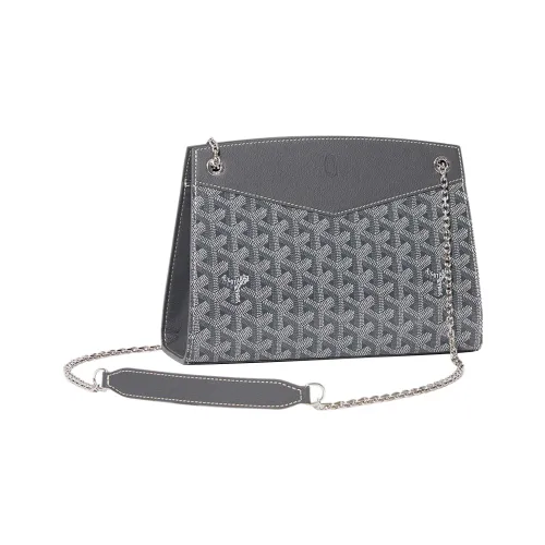 GOYARD Rouette Холст и Кожаная Сумка-тоут с цепочкой Сумка через плечо Женская Серый