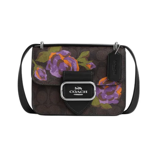 COACH Morgan Холст и Кожа Квадратная Сумка Сумка через плечо Маленькая Женская Кофейного цвета