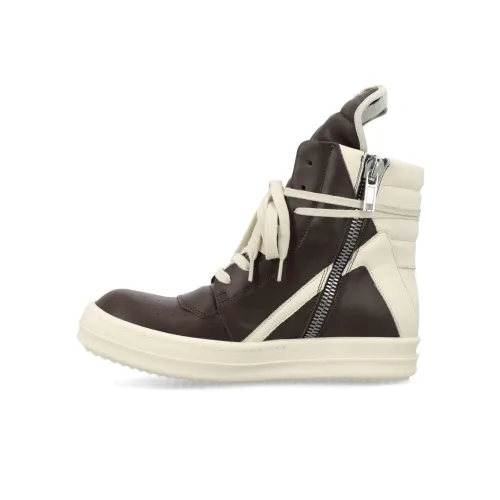 RICK OWENS Geobasket Скейтборд Кроссовки Высокие Белый Коричневый Женские