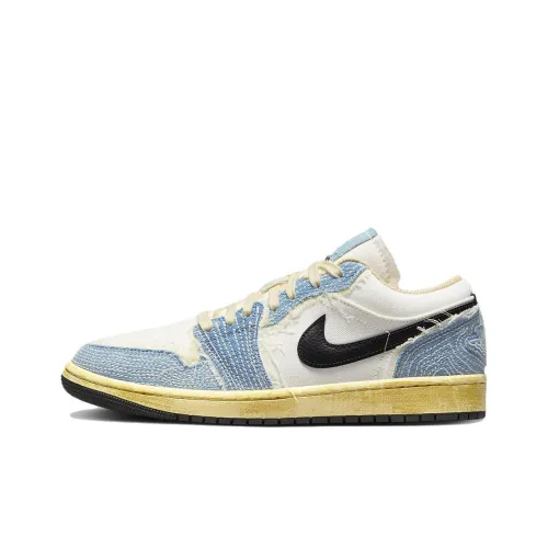 Jordan Air Jordan 1 Винтажные баскетбольные кроссовки Low Топ Белый, синий, черный Мужской