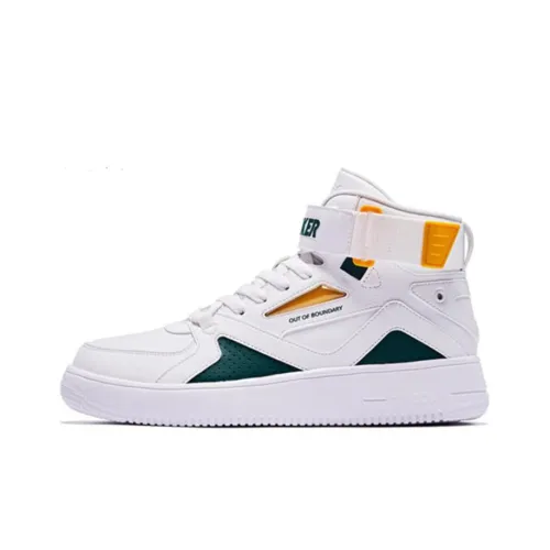 QIAODAN Slip-resistant Abrasion-resistant High Top Skateboard Shoes Men's White Green QIAODAN Противоскользящие Износостойкие Высокие Кроссовки для Скейтбординга Мужские Белые Зеленые