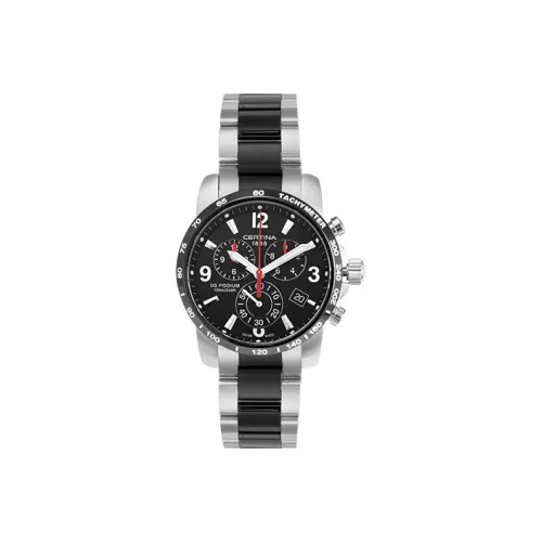 Certina DS Podium Collection Кварцевый механизм Мужские часы Циферблат 42 мм Черный корпус из нержавеющей стали