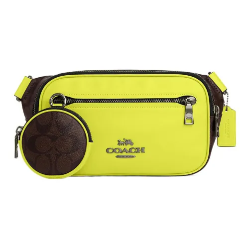 COACH Elias Холст и кожа Сумка через плечо Слинг-сумка Сумка на пояс Стандартная Мужская Желтая