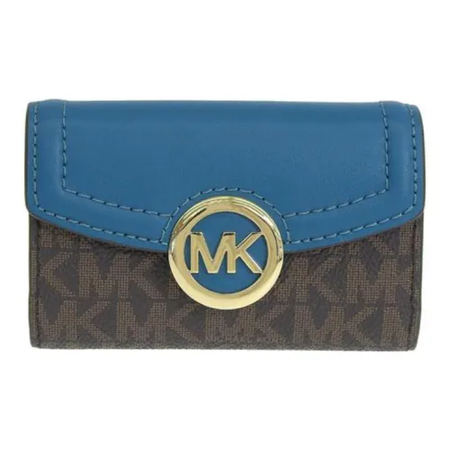 MICHAEL KORS Покрытый холст с кожаными вставками Key Pouch Стандартный Женский Коричневый Озёрный Синий