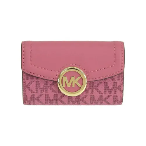MICHAEL KORS PVC-покрытый холст с кожаными вставками Key Pouch стандартный женский розовый