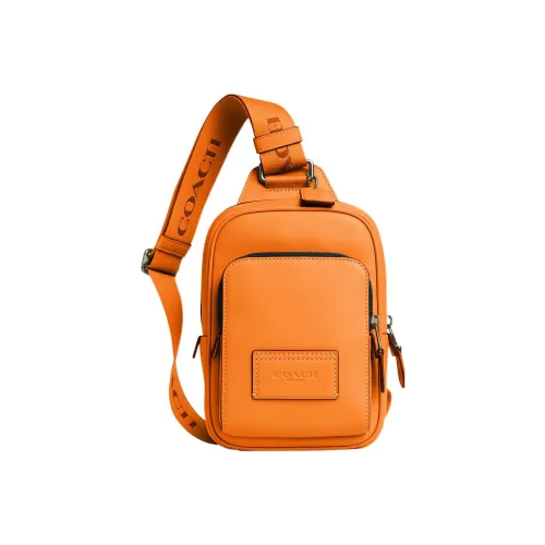 COACH Track Телячья кожа Бананка Сумка через плечо Сумка-слинг Мини Унисекс Оранжевый