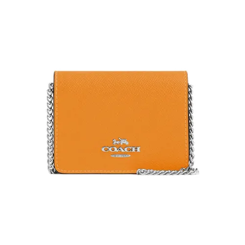 COACH Крестообразная текстура кожа через плечо сумка кошелек мини женский апельсин и фиолетовый